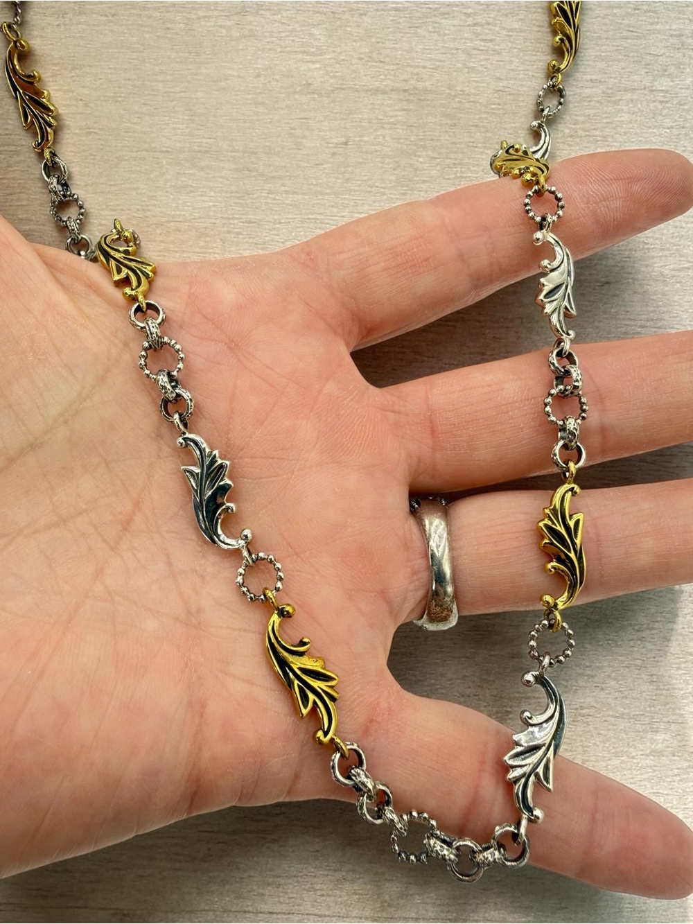 Echo of the Dreamer Acanthus Sterling Bronze 26-28” Necklace Artisan Designer - Picture 5 of 17